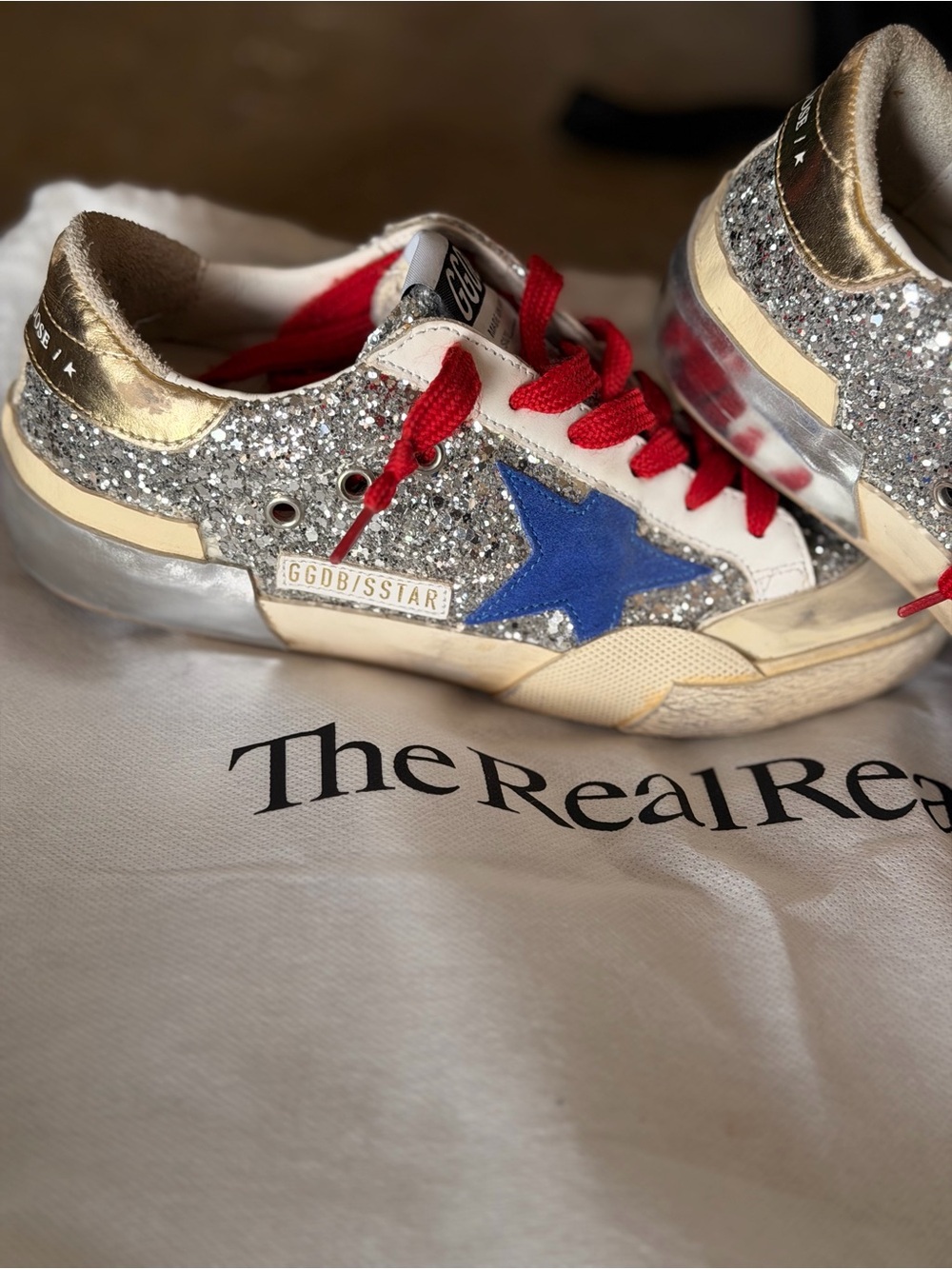 Golden Goose Superstar Silver Glitter Sneakers - Picture 2 of 10